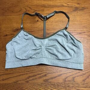 real Brand Muted Green Strappy T Back Sports Bra Wireless Size Large No Padding